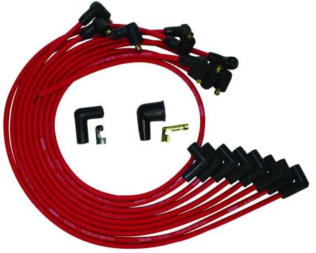 Moroso - Moroso 52043 - Wire Set Moroso Ultra BBC Under The Heade 90 Deg Plug Boots, HEI, Red Wire
