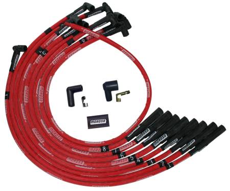 Moroso - Moroso 52540 - Wire Set Moroso Ultra Sleeved BBC Over The Valve Cover Str Plug Boots Hei, Red Wire