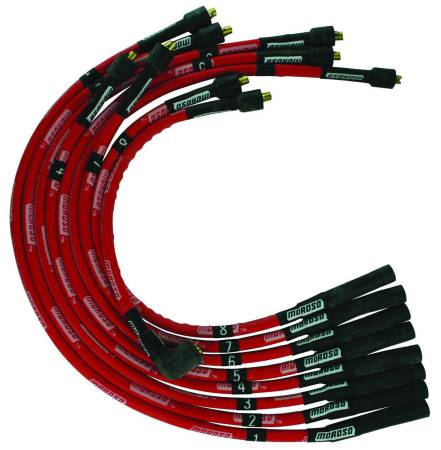 Moroso - Moroso 52556 - Wire Set Moroso Ultra Sleeved Red SB Chrysler, Mopar 273, 318, 340, 360 Str Plug & Dist, Red Wire