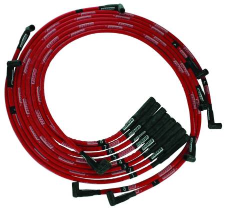 Moroso - Moroso 52560 - Wire Set Moroso Ultra Sleeved Red BB Chrysler, Mopar 361, 383, 400, 440 Str Plug Boots Hei, Red Wire
