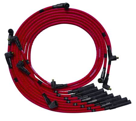 Moroso - Moroso 52561 - Wire Set Moroso Ultra Sleeved Red BB Chrysler, Mopar 361, 383, 400, 440 Str Plug Boots N-Hei, Red Wire