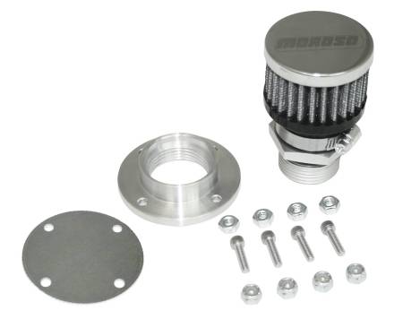 Moroso - Moroso 68854 - Valve Cover, Breather Kit, Non-Weld, Chrome Finish