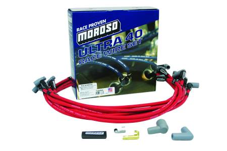 Moroso - Moroso 73686 - Ignition Wire Set, Ultra 40, Unsleeved, SBC, HEI, Red