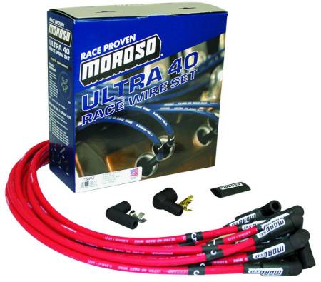Moroso - Moroso 73693 - Ignition Wire Set, Ultra 40, Unsleeved, Ford 351W, HEI, Red