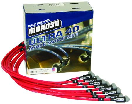 Moroso - Moroso 73699 - Ignition Wire Set, Ultra 40, Unsleeved, SBC, Sprint Car, Red