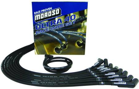 Moroso - Moroso 73725 - Ignition Wire Set, Ultra 40, Unsleeved, SBC Over Valve Cover, HEI, 135 Degree