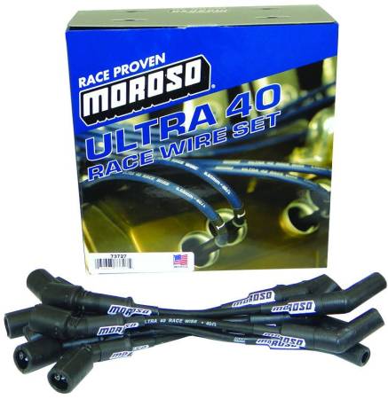 Moroso - Moroso 73727 - Ignition Wire Set, Ultra 40, Unsleeved, GM LS, 9.75 Inch, 135 Degree, Black