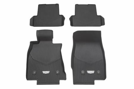 GM Accessories - GM Accessories 84841838 - First and Second-Row Premium All-Weather Floor Mats in Jet Black with Cadillac Logo [2020+ CT4]