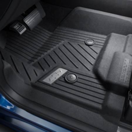 GM Accessories - GM Accessories 84185470 - First-Row Premium All-Weather Floor Liners In Jet Black With Bowtie Logo (For Models With Center Console)