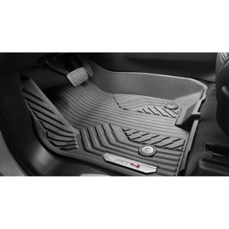 GM Accessories - GM Accessories 84858280 - First-Row Premium All-Weather Floor Liners In Jet Black With At4 Logo (For Models With Center Console)