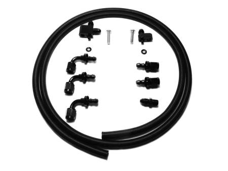 C&R Racing - C&R Racing 78-10004 - LS Steam Line Kit -4 Black Fittings Hose for EFI Or Carb Applications for Front and Rear Head Ports