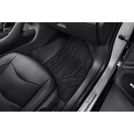 GM Accessories - GM Accessories 23201124 - First And Second-Row Premium All-Weather Floor Mats In Jet Black With Volt Script