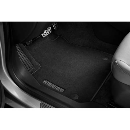 GM Accessories - GM Accessories 23271403 - Front and Rear Carpeted Floor Mats in Jet Black with Malibu Script [2016+ Malibu]