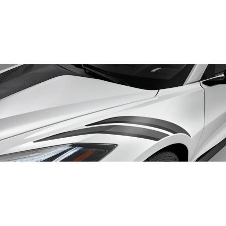 GM Accessories - GM Accessories 84290345 - C8 Corvette Fender Hash Marks in Midnight Silver with Carbon Flash Accents