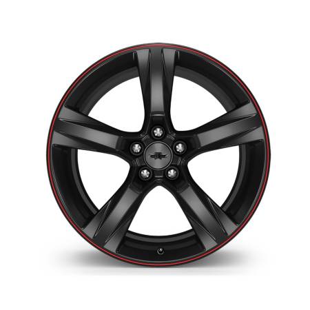 GM Accessories - GM Accessories 23333848 - 20x9.5-Inch Aluminum 5-Spoke Rear Wheel in Gloss Black with Red Stripe [2021+ Camaro]