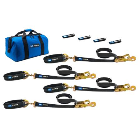 Mac's Tie Downs - Mac's Tie Downs 511618 - Pro Pack Black 2" x 8' Direct Hook Ratchet Straps and (Axle Straps Black 2" x 24")