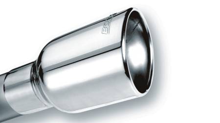 Borla Exhaust - Borla Exhaust 20154 - Universal Exhaust Tip T-304 Stainless Steel 2.25" Inlet - 3" Single Round Rolled-Edge Angle-Cut Lined Outlet - 4.75" Long Tip T-304 Stainless Steel Embossed With BORLA Logo. Clamp On Mounting Method. Clamp Inluded.