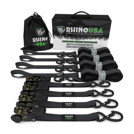 Rhino USA - Rhino USA GMG-R1-4PACK - 1’’ X 15’ Ratchet Tie-Down Set (4-Pack)