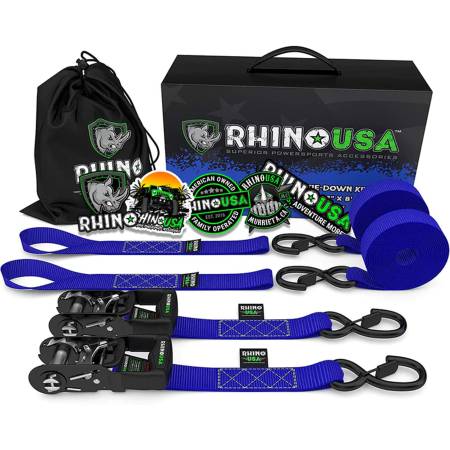 Rhino USA - Rhino USA HDKIT-2PK-BLU - 1.6'' X 8' HD Ratchet Tie-Down Set (2-Pack Blue)