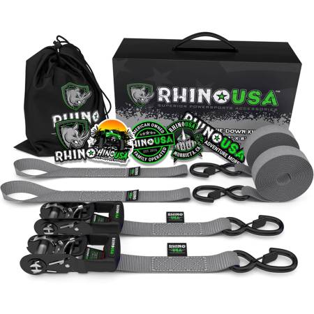 Rhino USA - Rhino USA HDKIT-2PK-GRY - 1.6'' X 8' HD Ratchet Tie-Down Set (2-Pack Gray)