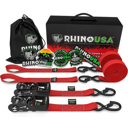 Rhino USA - Rhino USA HDKIT-2PK-RED - 1.6'' X 8' HD Ratchet Tie-Down Set (2-Pack Red)