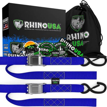 Rhino USA - Rhino USA RNO-CAMSOFT-BLU - 1.5'' x 8' Cambuckle Tie-Down Straps (2-Pack Blue)