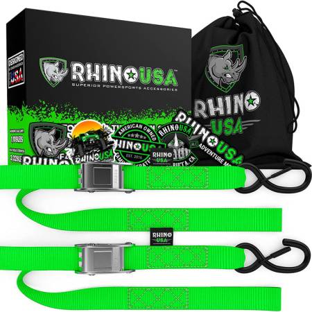 Rhino USA - Rhino USA RNO-CAMSOFT-GRN - 1.5'' x 8' Cambuckle Tie-Down Straps (2-Pack Green)