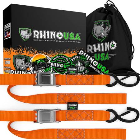 Rhino USA - Rhino USA RNO-CAMSOFT-ORG - 1.5'' x 8' Cambuckle Tie-Down Straps (2-Pack Orange)