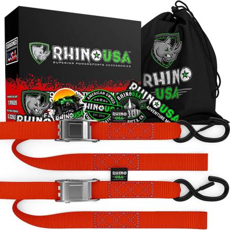 Rhino USA - Rhino USA RNO-CAMSOFT-RED - 1.5'' x 8' Cambuckle Tie-Down Straps (2-Pack Red)