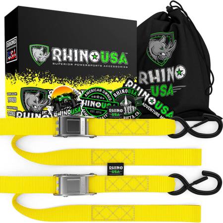 Rhino USA - Rhino USA RNO-CAMSOFT-YLW - 1.5'' x 8' Cambuckle Tie-Down Straps (2-Pack Yellow)