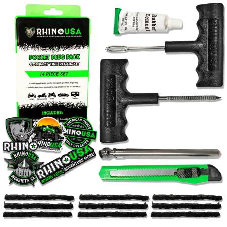 Rhino USA - Rhino USA RNO-PLUG-PACK - 14 Piece Compact tire repair kit