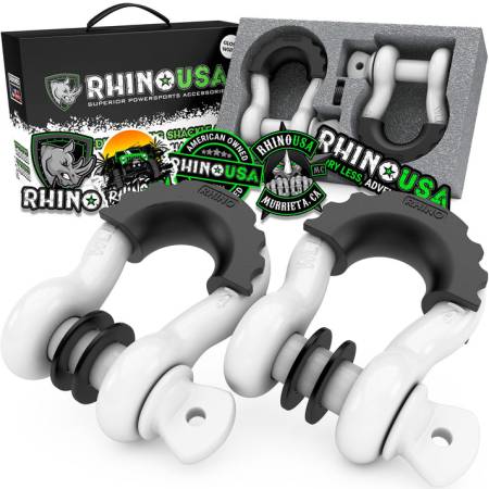 Rhino USA - Rhino USA RNO-WHT-SHACKLES - ¾’’ D-Ring Shackle Set (White)