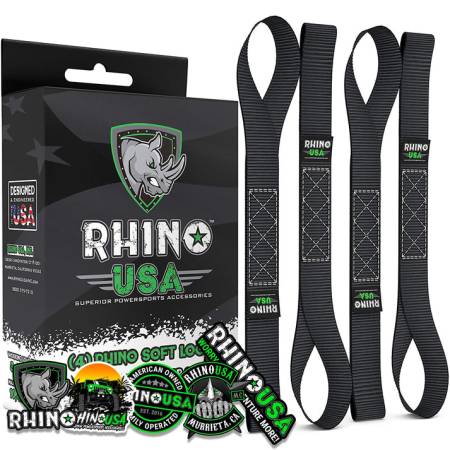 Rhino USA - Rhino USA SOFT4PACK-BLK - 1.7'' x 17'' Soft Loop Tie Down Straps (4-Pack)