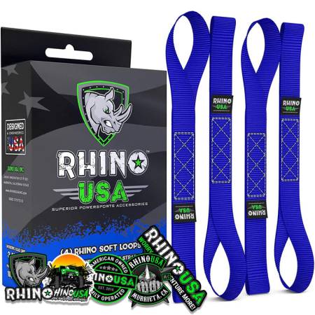 Rhino USA - Rhino USA SOFT4PACK-BLU - 1.7'' x 17'' Soft Loop Tie Down Straps (4-Pack Blue)