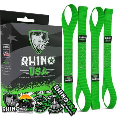 Rhino USA - Rhino USA SOFT4PACK-GRN - 1.7'' x 17'' Soft Loop Tie Down Straps (4-Pack Green)