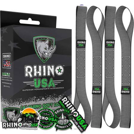 Rhino USA - Rhino USA SOFT4PACK-GRY - 1.7'' x 17'' Soft Loop Tie Down Straps (4-Pack Gray)