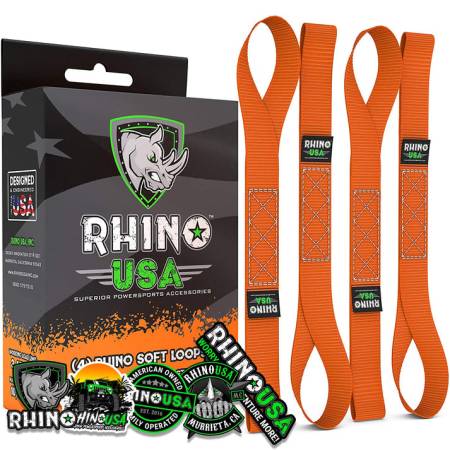 Rhino USA - Rhino USA SOFT4PACK-ORG - 1.7'' x 17'' Soft Loop Tie Down Straps (4-Pack Orange)