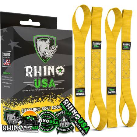 Rhino USA - Rhino USA SOFT4PACK-YLW - 1.7'' x 17'' Soft Loop Tie Down Straps (4-Pack Yellow)