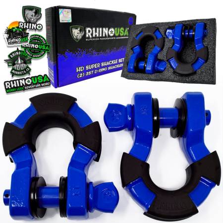 Rhino USA - Rhino USA SUPERSHACK-BLU - 8 Ton Super Shackles (Blue) w/ Isolators