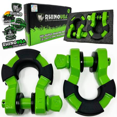 Rhino USA - Rhino USA SUPERSHACK-GRN - 8 Ton Super Shackles w/ Isolators