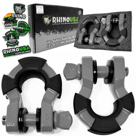 Rhino USA - Rhino USA SUPERSHACK-GRY - 8 Ton Super Shackles (Gray) w/ Isolators