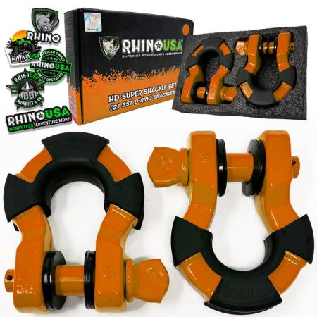 Rhino USA - Rhino USA SUPERSHACK-ORG - 8 Ton Super Shackles (Orange) w/ Isolators