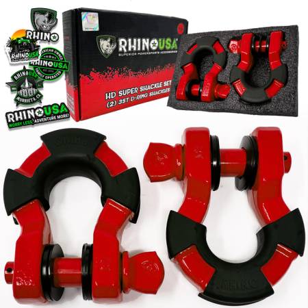 Rhino USA - Rhino USA SUPERSHACK-RED - 8 Ton Super Shackles (Red) w/ Isolators