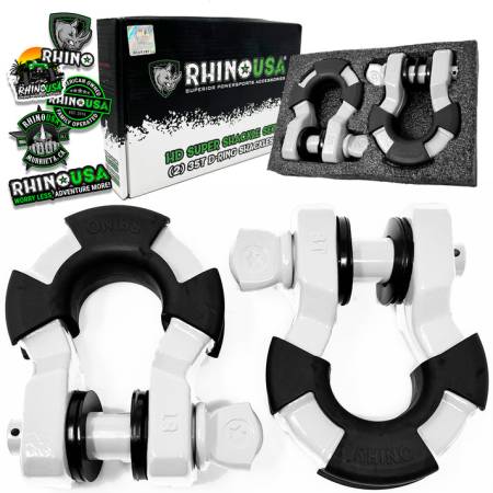 Rhino USA - Rhino USA SUPERSHACK-WHT - 8 Ton Super Shackles (White) w/ Isolators