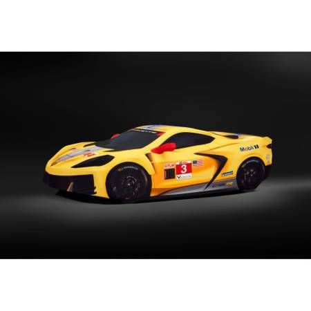 GM Accessories - GM Accessories 85152654 - Corvette C8 Z06 Premium Indoor Car Cover in Yellow with Fully Rendered Corvette C8.R (for models with High Wing Spoiler)