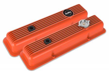 Holley - Holley 241-136 - Valve Covers - Muscle Series - Finned - Sbc - Factory Orange