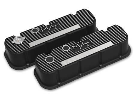 Holley - Holley 241-152 - Tall M/T Valve Covers For Big Block Chevy Engines - Satin Black Finish With Machined Fins/Logo