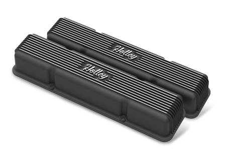 Holley - Holley 241-245 - Valve Covers - Vintage Series - Finned - Sbc - Satin Black Machined W/O Emissions