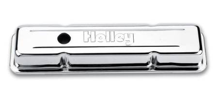 Holley - Holley 241-80 - Embossed Valve Cover - Sbc - Stamped Steel - Chrome