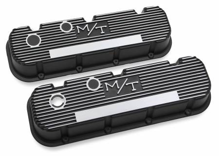 Holley - Holley 241-85 - M/T Valve Covers - Vintage Style - Finned - Bbc - Satin Black